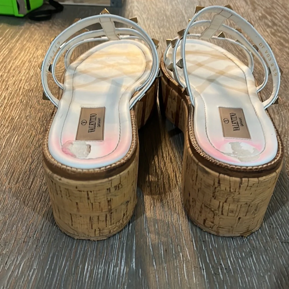 White Valentino Rock Stud Sandals - Picture 4 of 6